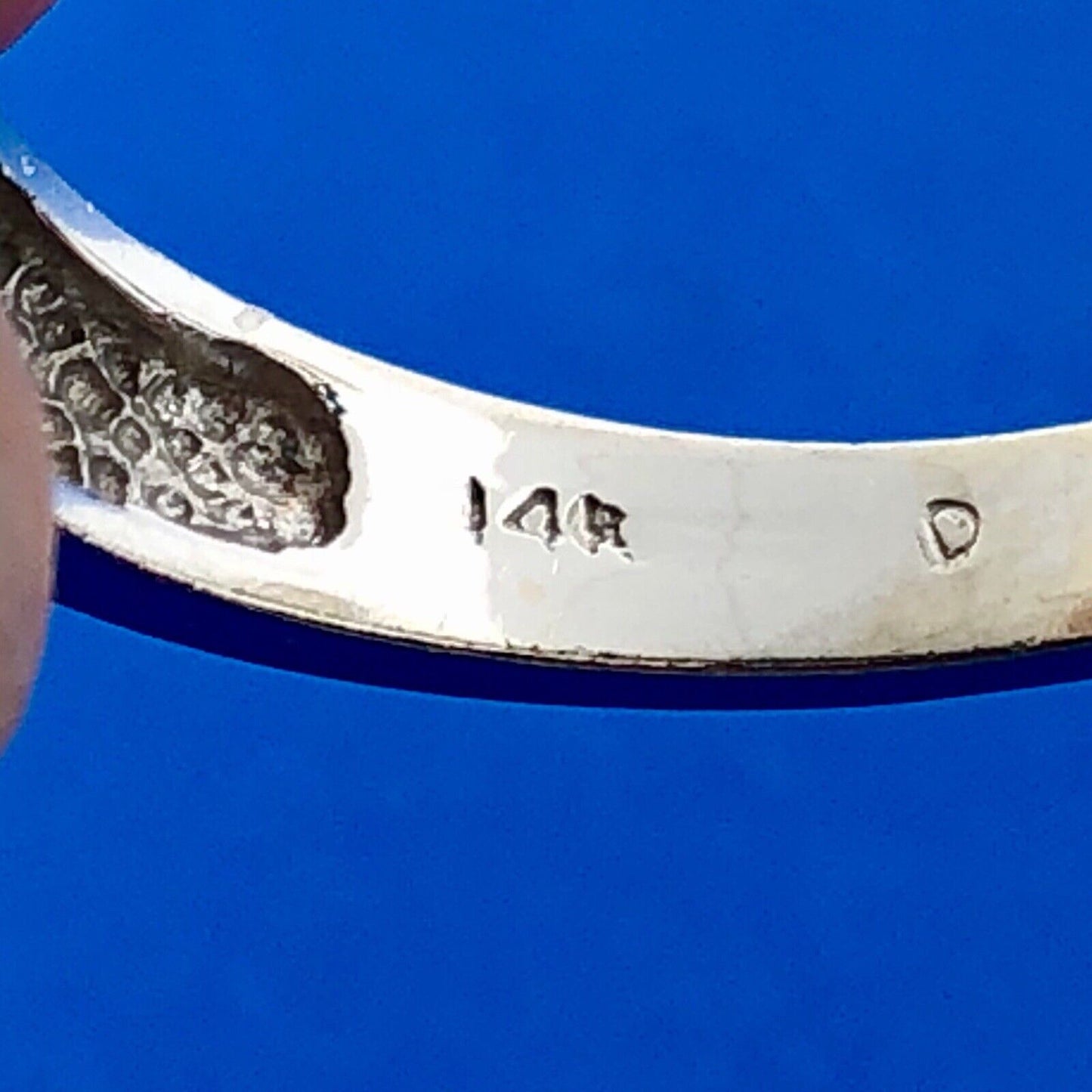 Retro Designer 14K White Gold Diamond Sapphire Channel Set Tapered Band Ring