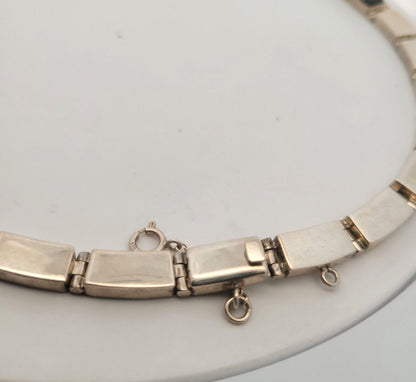 Navajo Calvin Begay Sterling Silver Black Onyx White Agate Cabochon Necklace