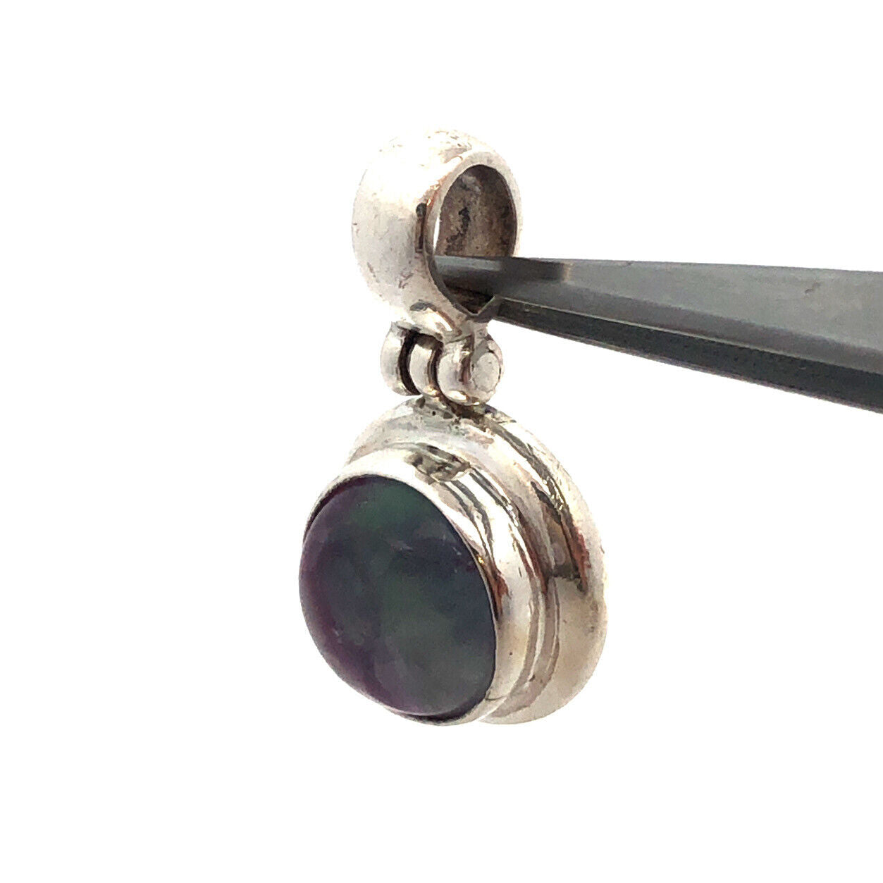 925 Sterling Silver Fluorite Cabochon Drop Dangle Pendant