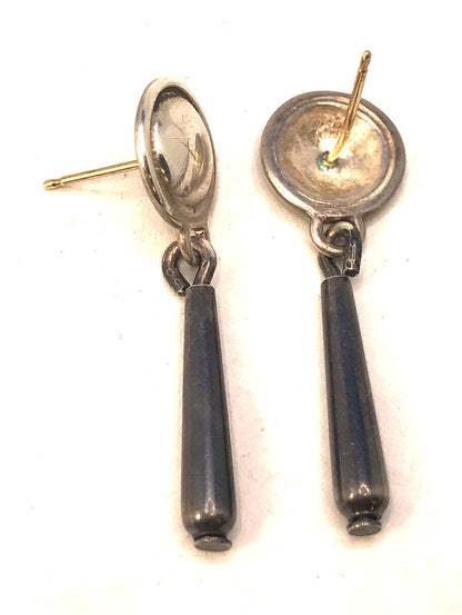 Designer 925 Sterling Silver 14k Gold Modernist Teardrop Stud Dangle Earrings