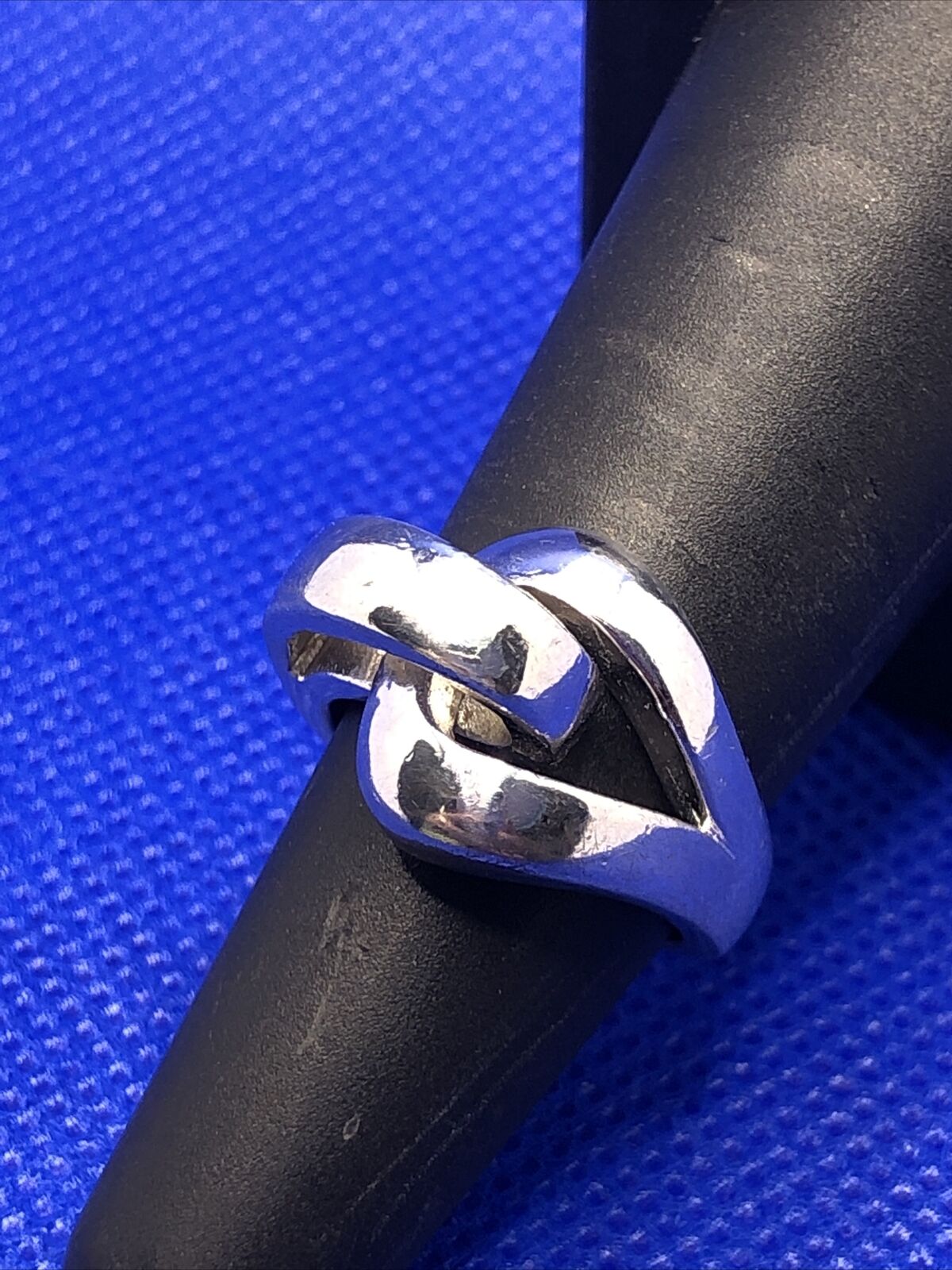 Designer PAJ 925 Sterling Silver Modernist Interlocked Entwined Knot Ring