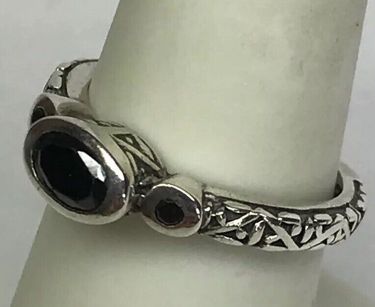 SILPADA Sterling Silver 925 Black Zircon Stackable Scroll Filigree Ring S187