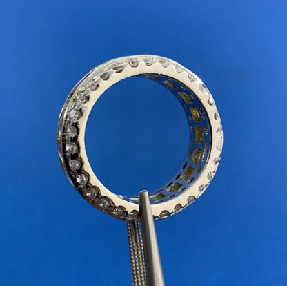 Designer 925 Sterling Silver Lemon & White Cubic Zirconia CZ Statement Band Ring