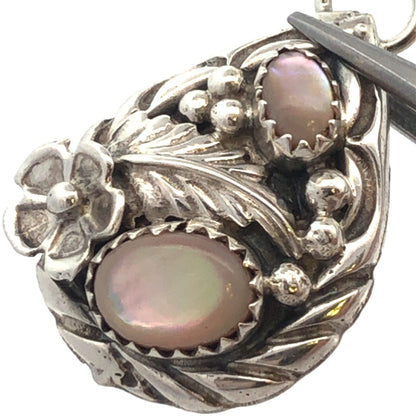 Native American Sterling Silver Mother of Pearl Floral Earring Enhancer Jackets