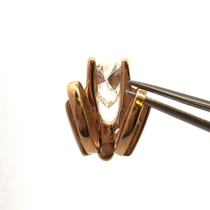 Designer 14K Yellow Gold Pear Diamond Round Diamond Accented Statement Pendant