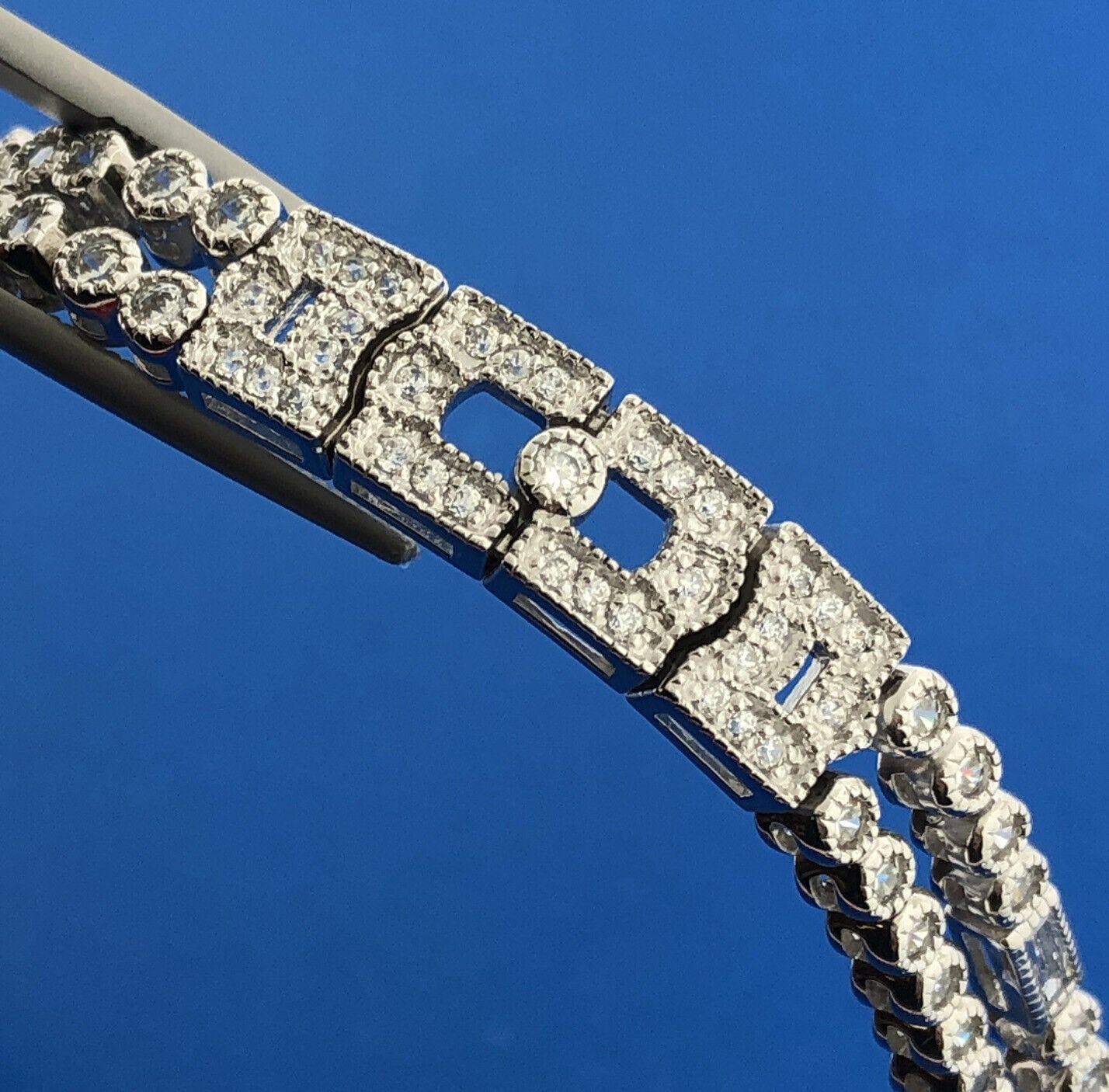 Designer SW 925 Sterling Silver Cubic Zirconia CZ Statement Tennis Bracelet