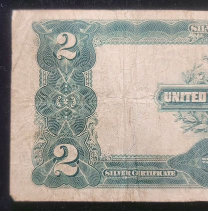 1899 $2 Blue Seal "Mini-Porthole" Speelman/White Silver Certificate Bank Note
