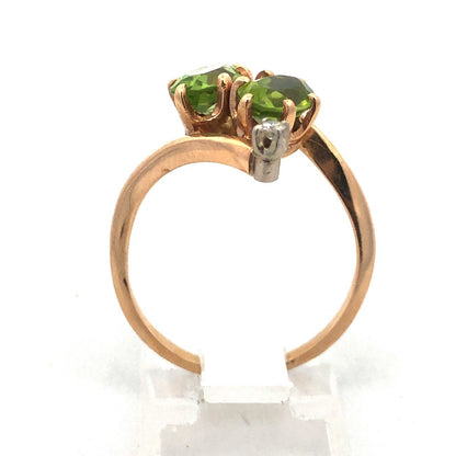 Modernistic 14K Yellow Gold Peridot Diamond Accent August Birthstone Ring