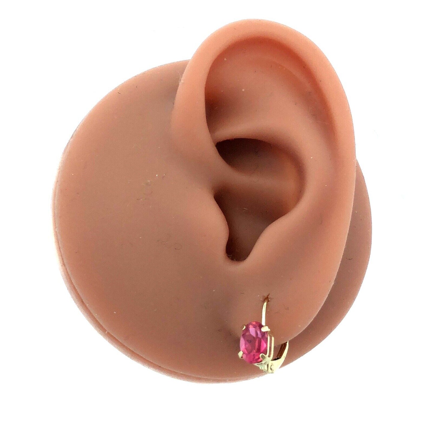 Designer RGE 14K Yellow Gold Oval Pink Tourmaline Solitaire Dangle Earrings