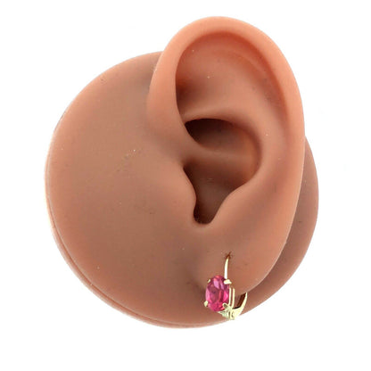 Designer RGE 14K Yellow Gold Oval Pink Tourmaline Solitaire Dangle Earrings