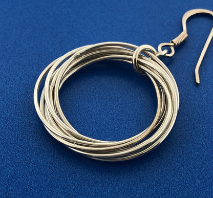 Stunning Sterling Silver 925 Bound Multi Ring Dangle Hook Earrings