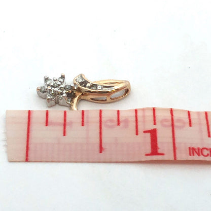 Designer 10K Yellow Gold Round Diamond Flower Pendant