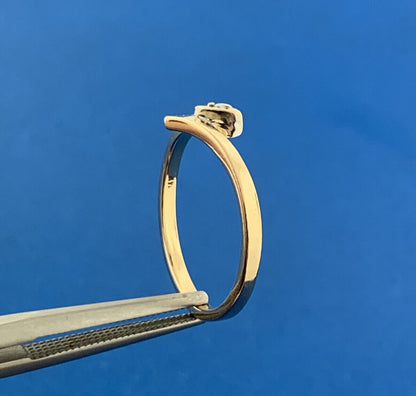 Vintage Designer JCL 14K Yellow Gold Diamond Modernist Engagement Promise Ring