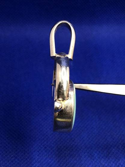 Designer 925 Sterling Silver Turquoise Cabochon Modernist Statement Pendant