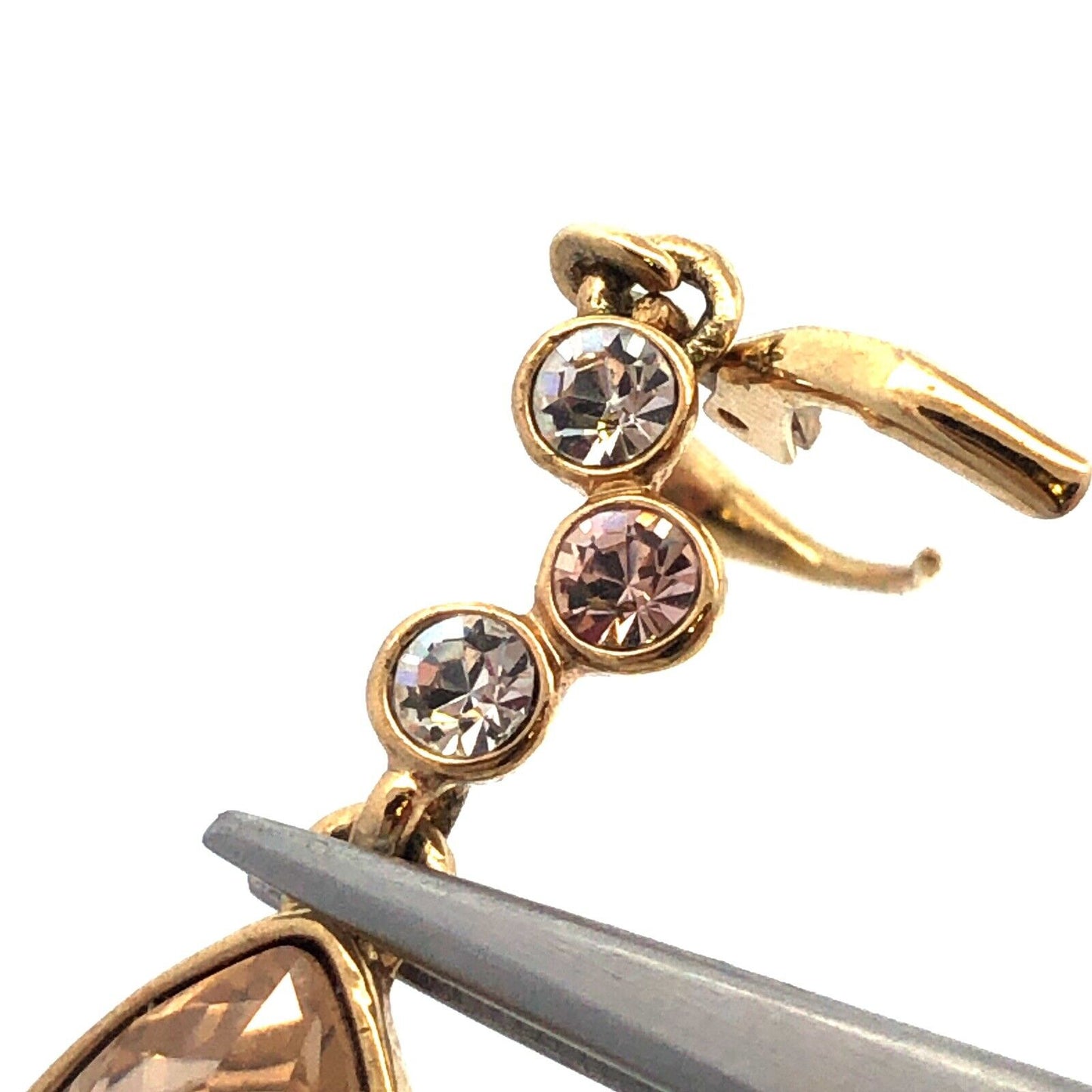 Givenchy Gold Tone Cubic Zirconia CZ Leverback Drop Dangle Statement Earrings