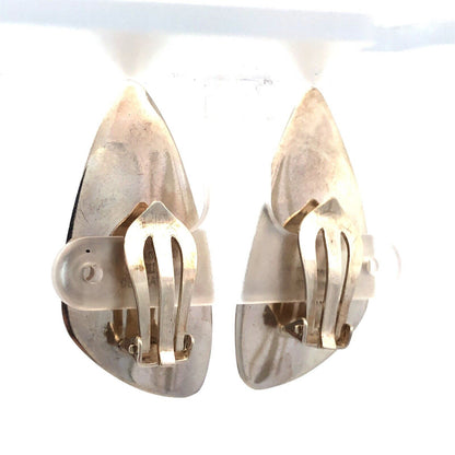 Vintage E Dragsted 925 Sterling Silver Abalone Triangle Clip-on Stud Earrings
