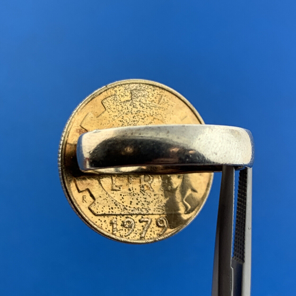 Vermeil Sterling Silver 925 1979 Lire Repvbblica Italiana Coin Ring Size 9.75