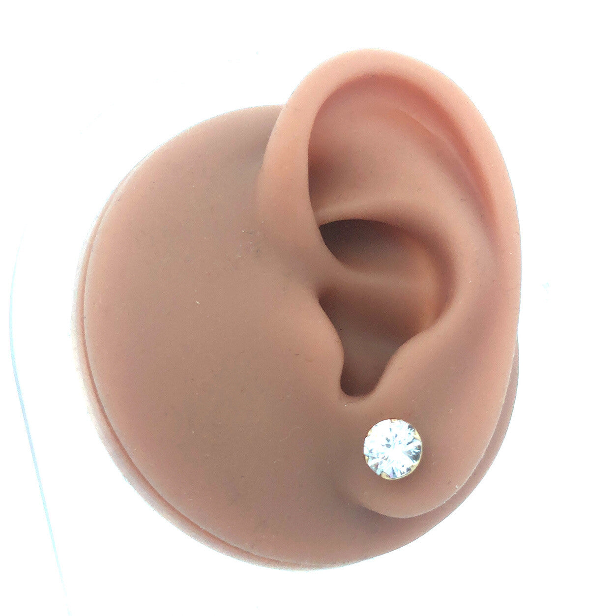Stunning Classic 14K Yellow Gold Cubic Zirconia CZ Statement Stud Earrings