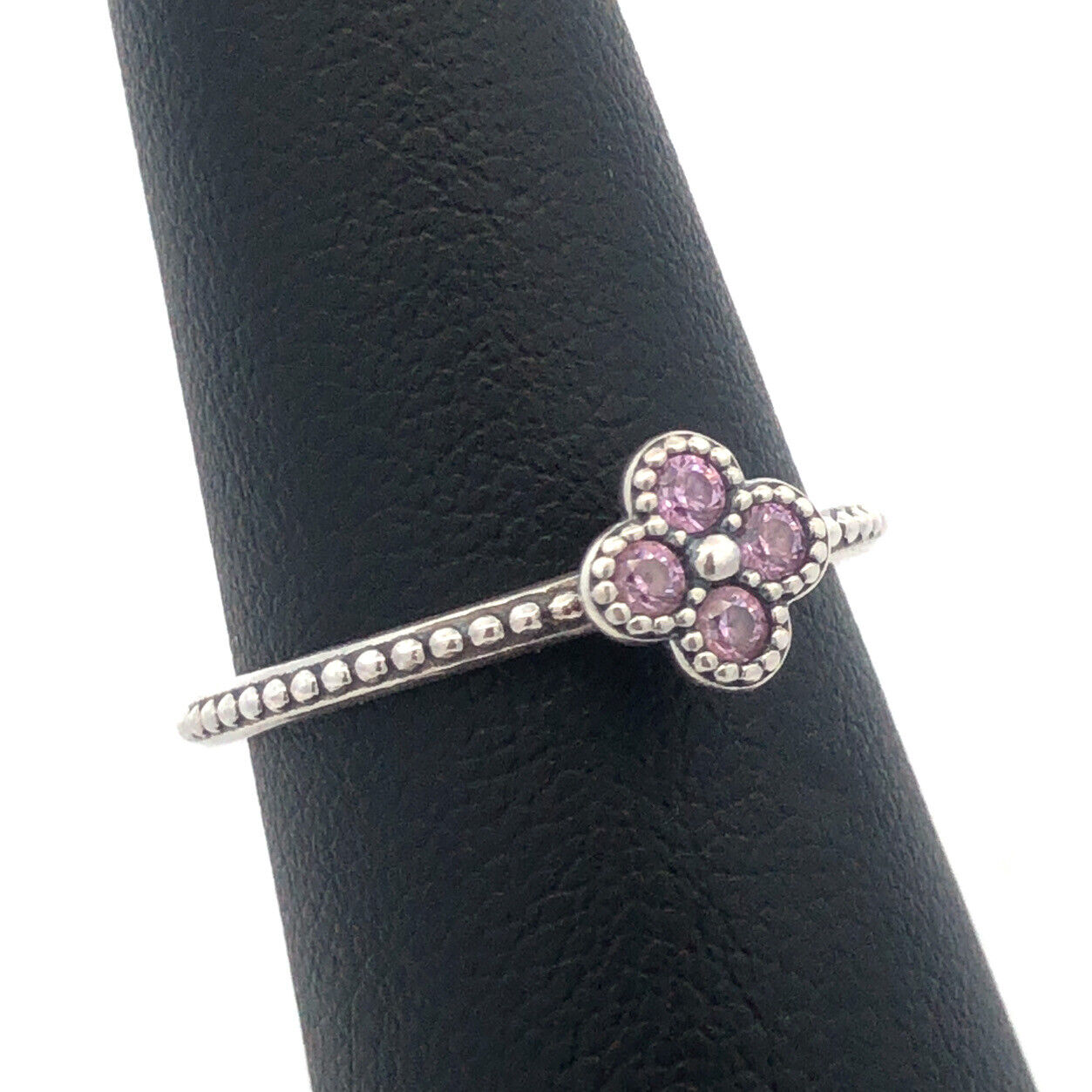 Authentic PANDORA Sterling Silver Pink CZ Retired Oriental Bloom 191001PCZ Ring