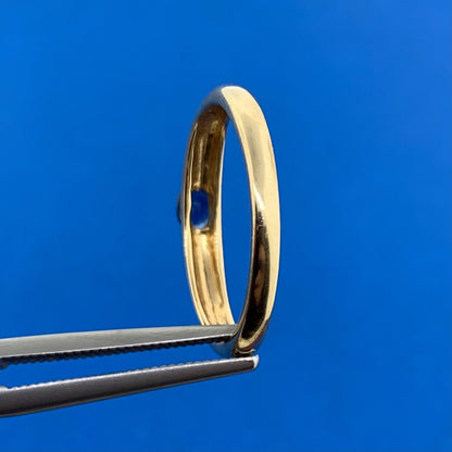 14K Yellow Gold Estate Oval Blue Sapphire Size 6.75 Stackable Band Ring