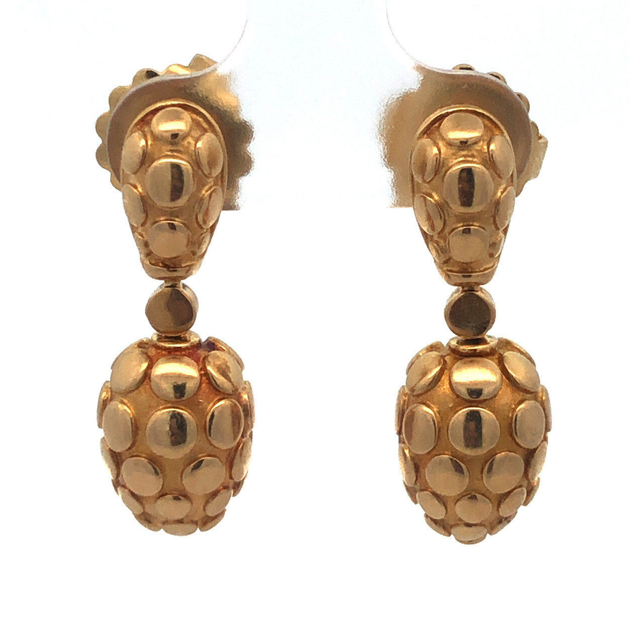 John Hardy 18K Yellow Gold Dot Pebbled Statement Drop Dangle Earrings