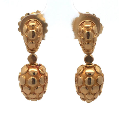 John Hardy 18K Yellow Gold Dot Pebbled Statement Drop Dangle Earrings