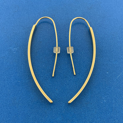 Designer Italy 14K Yellow Gold Polished Statement Slide Thread Hook Earrings