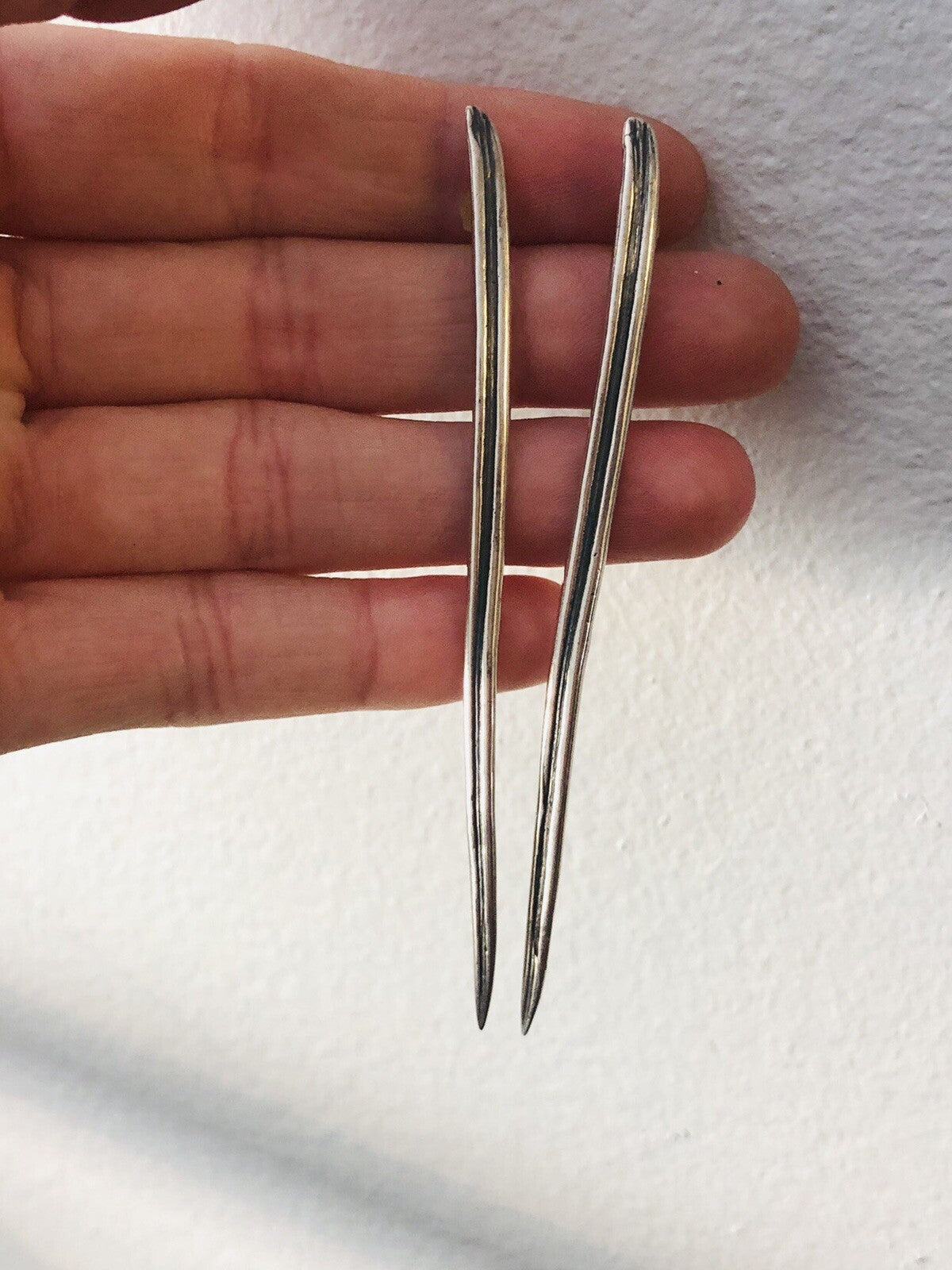 Vintage Mignon Faget 14K Yellow Gold Sterling Silver Thorn Statement Earrings