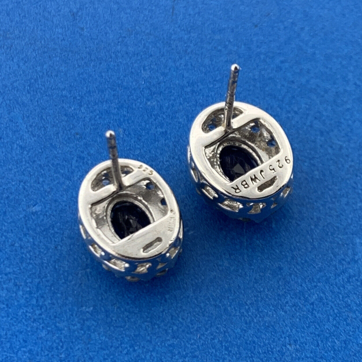 Jane Seymour JWBR Sterling Silver Lab Created Sapphire Oval Stud Earrings