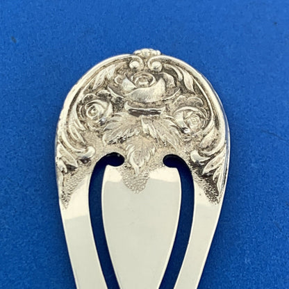 Vintage S Kirk & Sons 925 Sterling Silver Rose Repousse Pattern Book Mark
