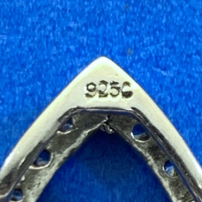 Designer 925 Sterling Silver Round White Topaz Tear Drop Slide Pendant