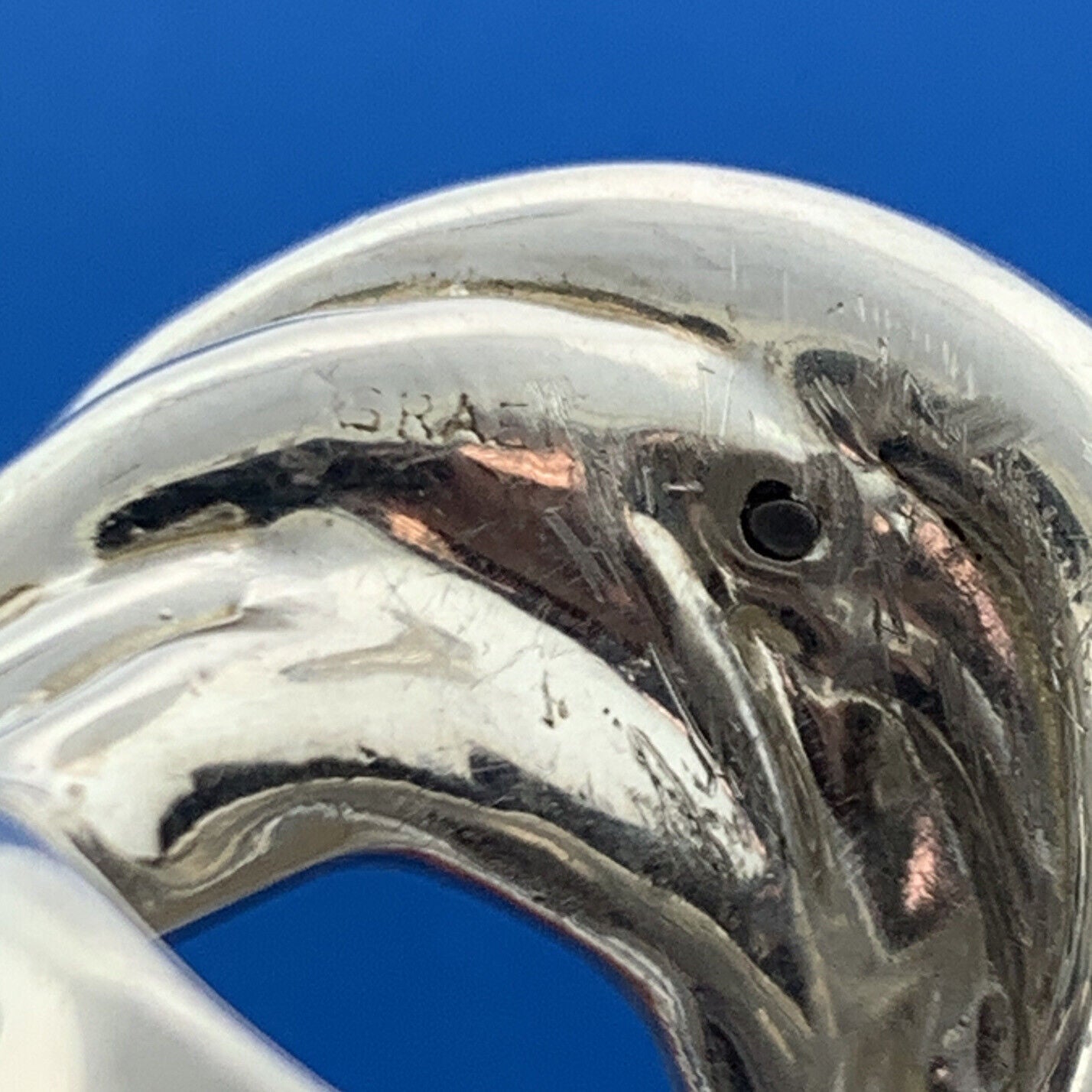 Vintage 925 Sterling Silver Modernist Crop Circle Swirl Statement Finger Ring