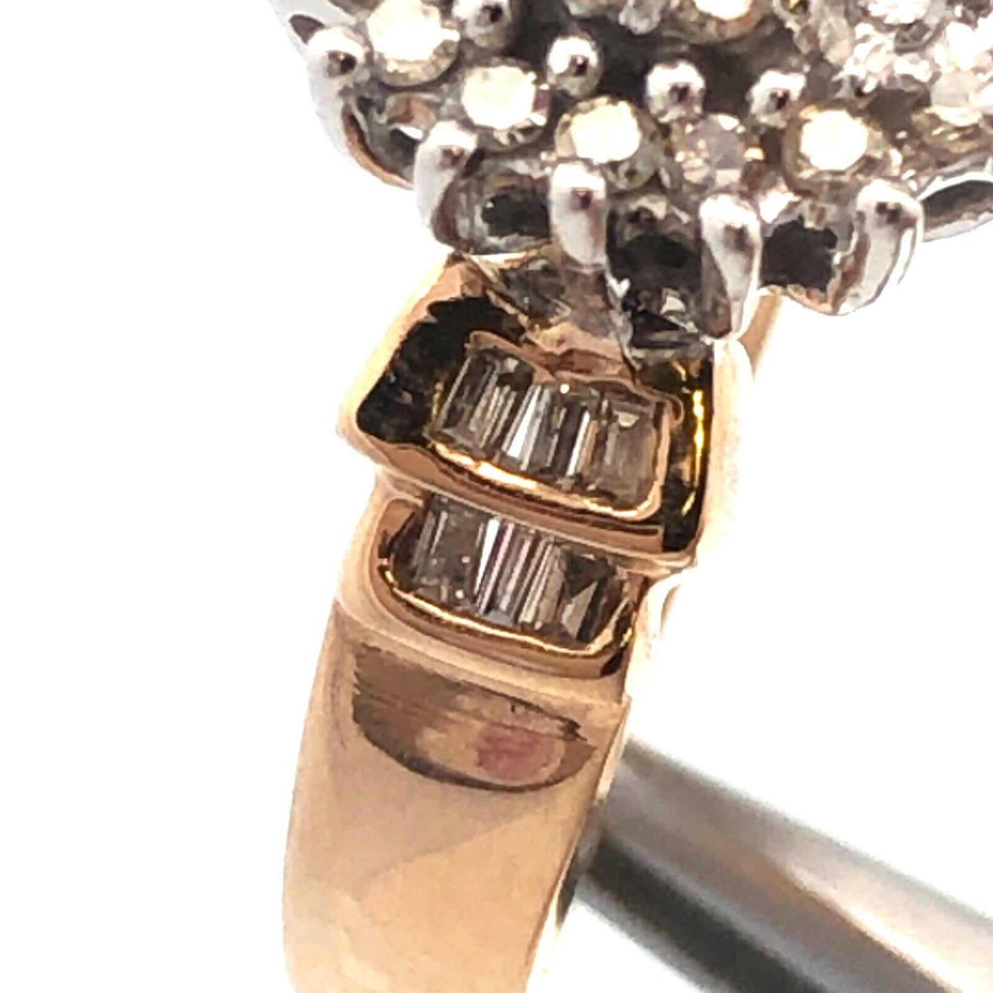 10K Yellow Gold Diamond Waterfall Cluster Engagement Bridal Cocktail Ring