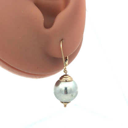Jacmel Mauritius 14K Yellow Gold Sterling Silver Two Tone Ball Dangle Earrings