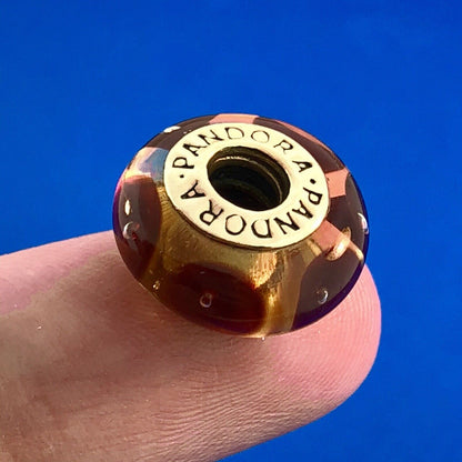 Authentic Pandora 14K Yellow Gold Murano Mystic Bead Retired Charm 750402