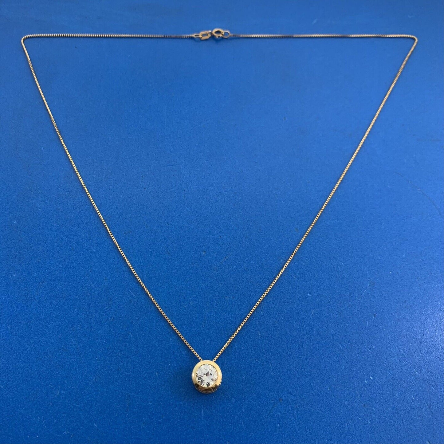 Designer 14K Yellow Gold Diamonique Solitaire Cubic Zirconia Pendant Necklace