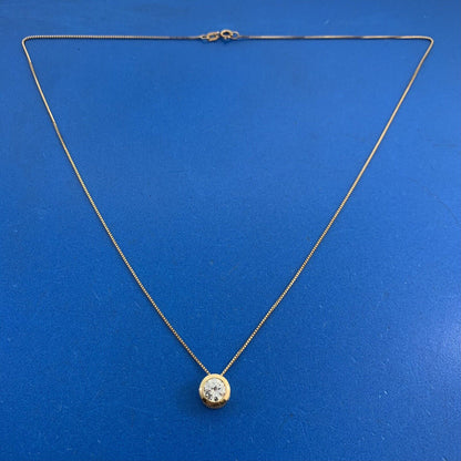 Designer 14K Yellow Gold Diamonique Solitaire Cubic Zirconia Pendant Necklace