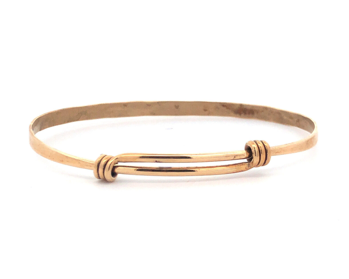 Vintage Brass Gold Tone Thin Stackable Bangle Adjustable Tension Bracelet