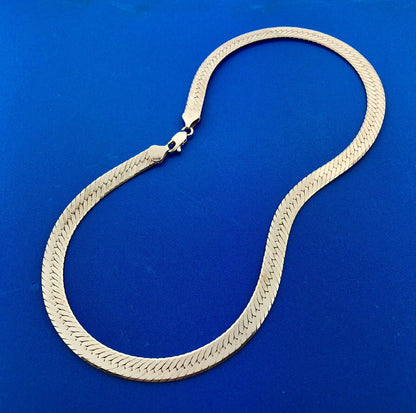 Vintage Italy GLO 925 Sterling Silver Flat Serpentine Link Chain Necklace