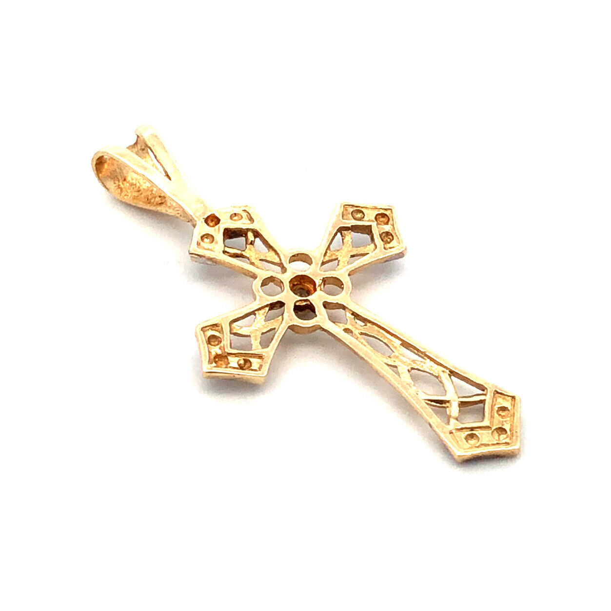 Designer Jacmel Mauritius JCM 10K Yellow Gold Diamond Textured Cross Pendant