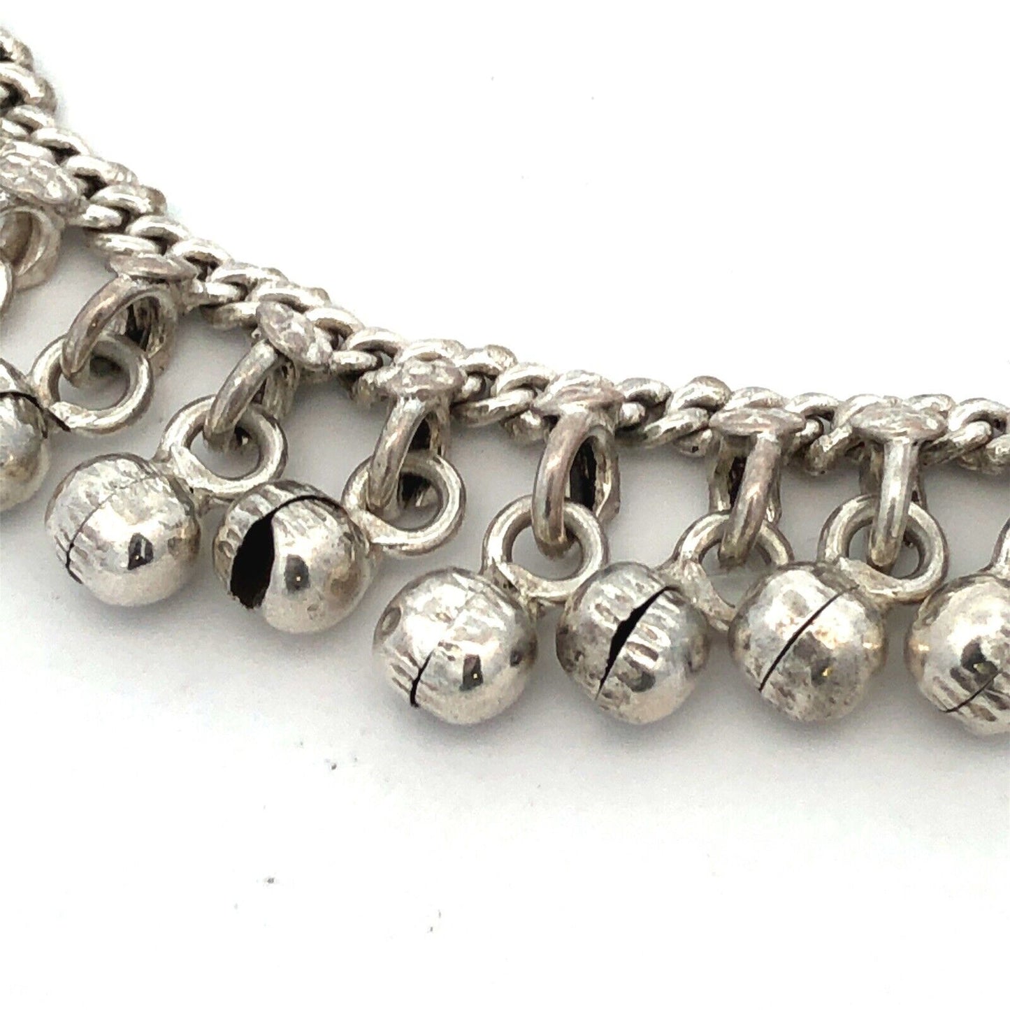 Retro  Silver Tone Floral Bells Jingle Charm Chain Belly Dancer Bracelet