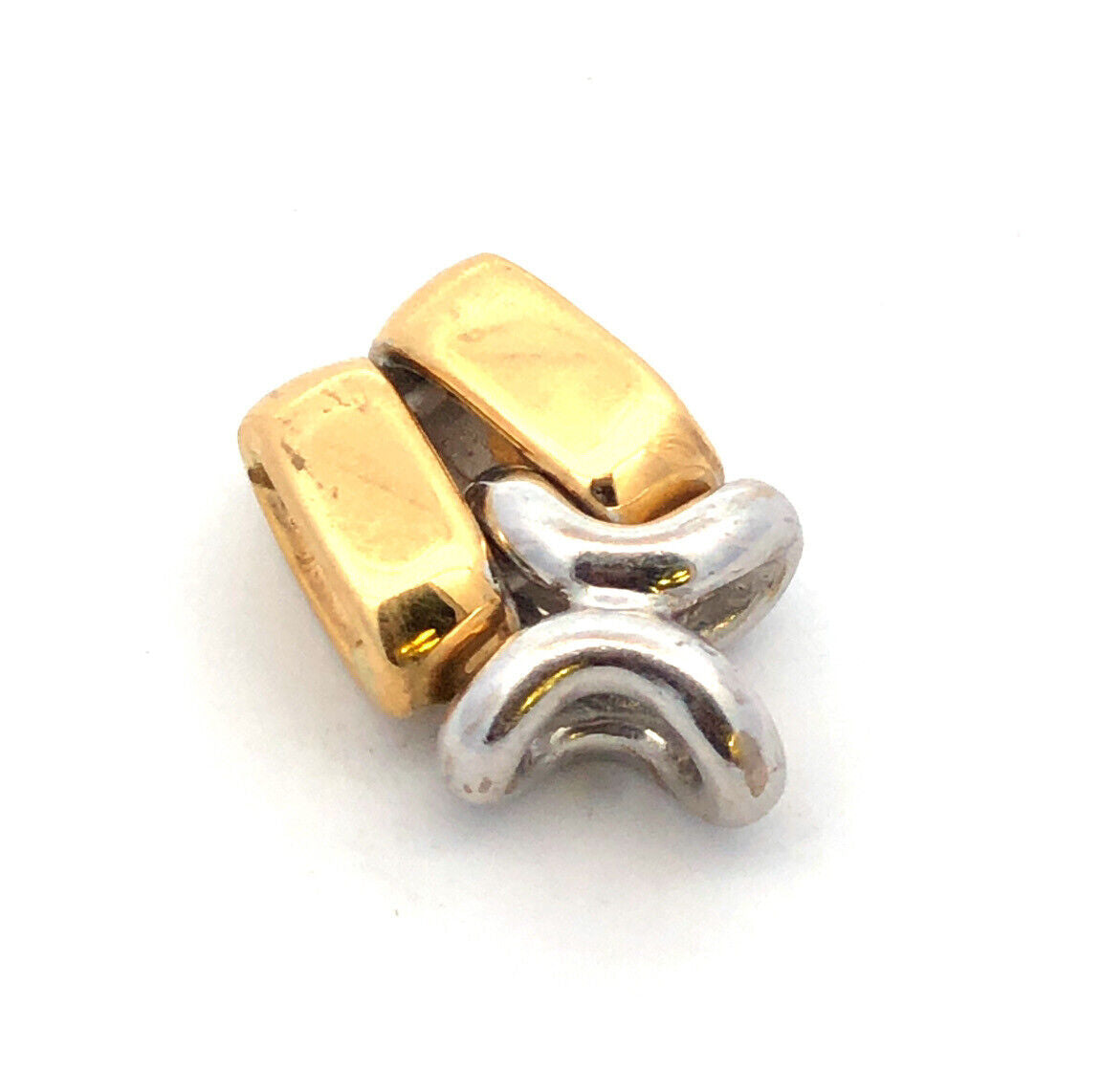 14K Yellow White Gold Diamond X Criss Cross Two-Tone Modernist Charm Pendant