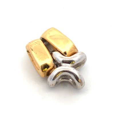 14K Yellow White Gold Diamond X Criss Cross Two-Tone Modernist Charm Pendant