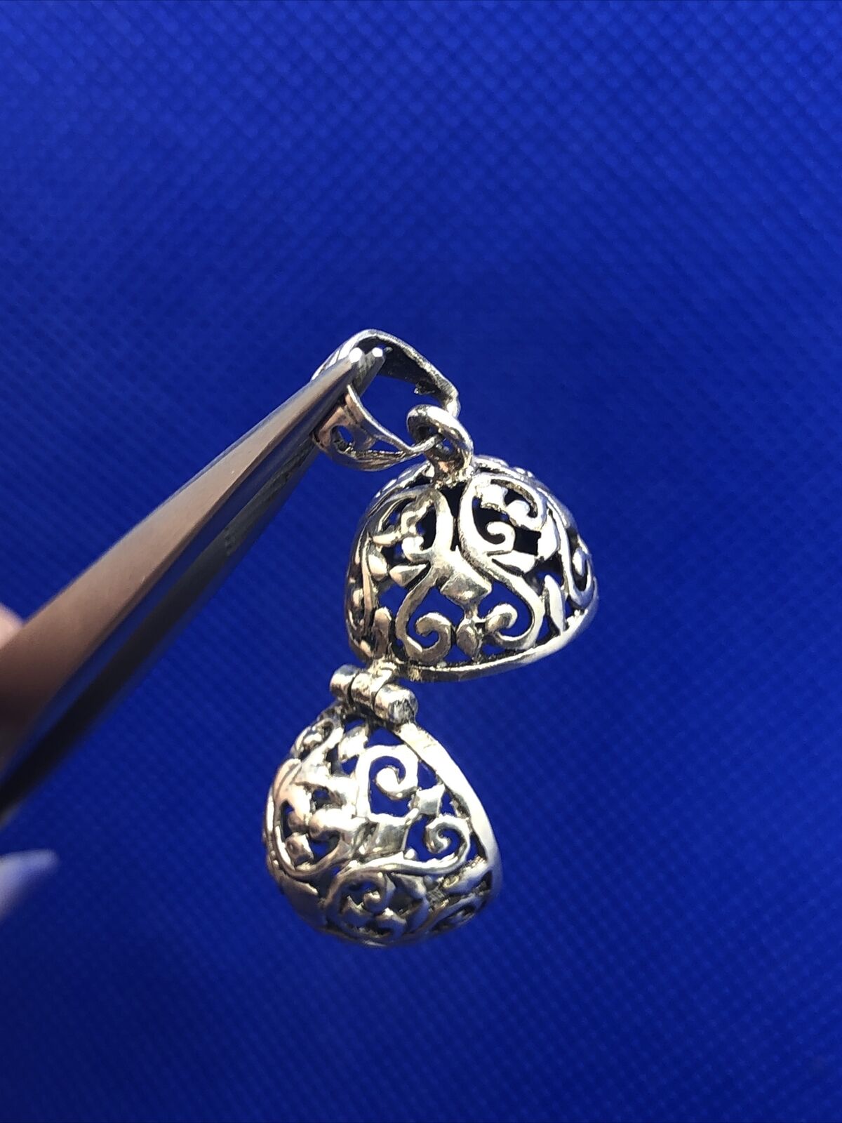 Designer JBB 925 Sterling Silver Scroll Egg Prayer Locket Pendant