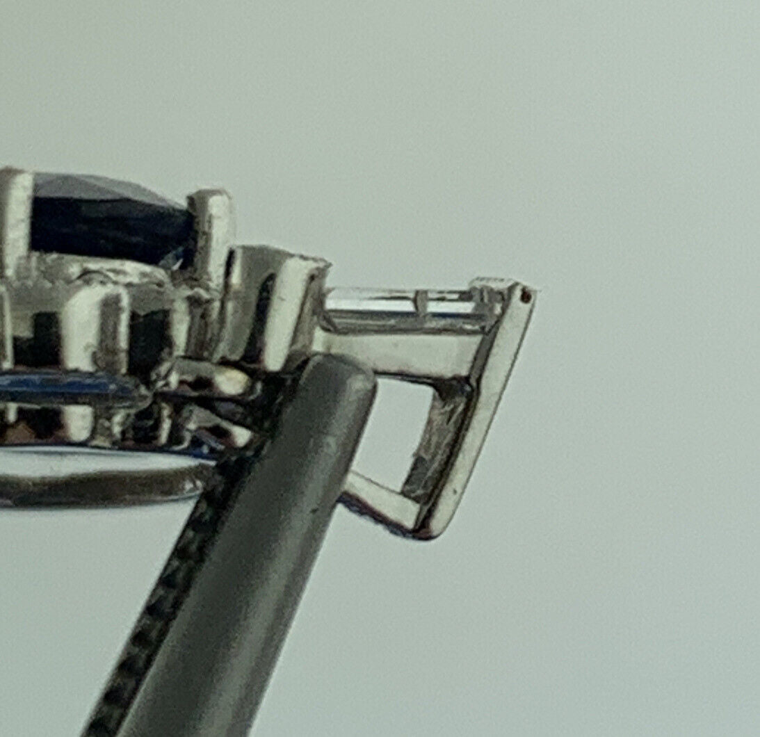 18K White Gold Sapphire Diamond Halo September Anniversary Pendant