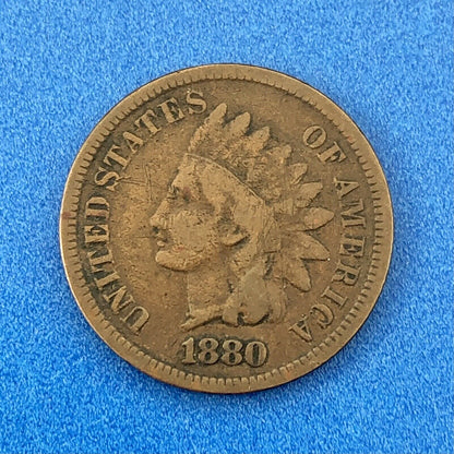 1880 P Indian Head One Cent Penny Type 3 Bronze Better Key Philadelphia Coin