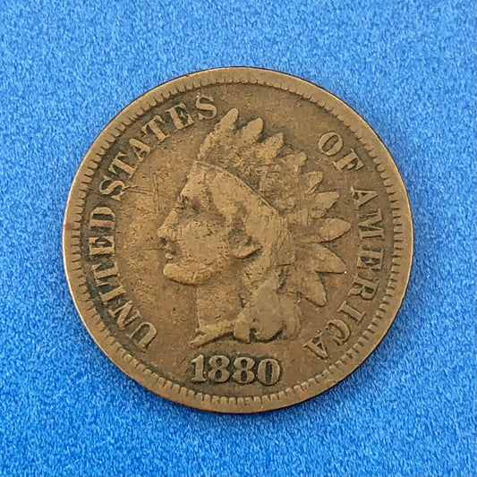 1880 P Indian Head One Cent Penny Type 3 Bronze Better Key Philadelphia Coin