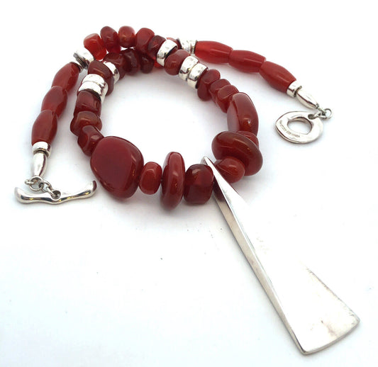 Robert Lee Morris RLM Studio Sterling Silver Chunky Carnelian Toggle Necklace