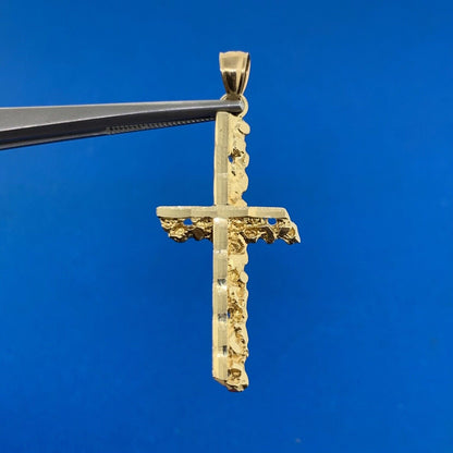Designer 14K Yellow White Gold Reversible Cross Statement Pendant