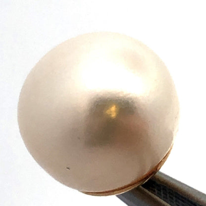 14K Yellow Gold Designer Large Round White Pearl June Anniv Ball Stud Earrings